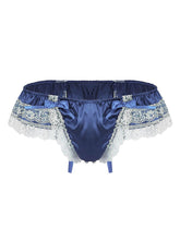 menaful Blue / M Men's Open Hip Lace Spandex Thong